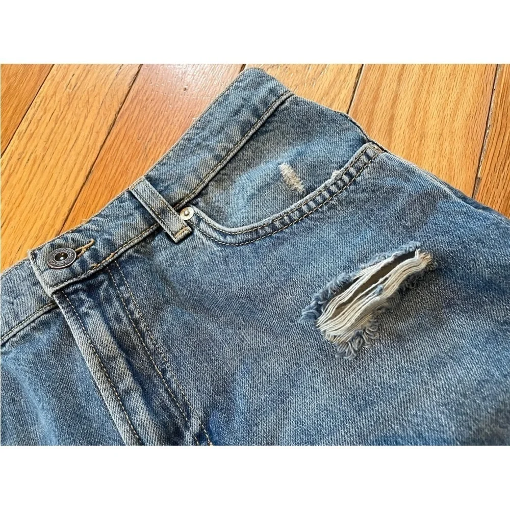 Free People We The Free Distressed Fly Blue Denim Mini Skirt BOHO Womens Size 28 - Picture 3 of 12